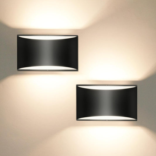 Black Modern LED Wall Sconces Set of Two, Up and Down Sconces Wall Lighting, Hardwired Indoor Wall Lights for Bedroom Living Room, Warm White 3000K(with G9 Bulbs), 2 Pack