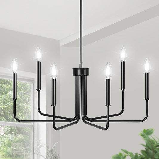 6-Light Farmhouse Chandeliers for Dining Room,Adjustable Height, Rustic Industrial Modern Chandeliers for Living Room, Bedroom,Entryway and Foyer