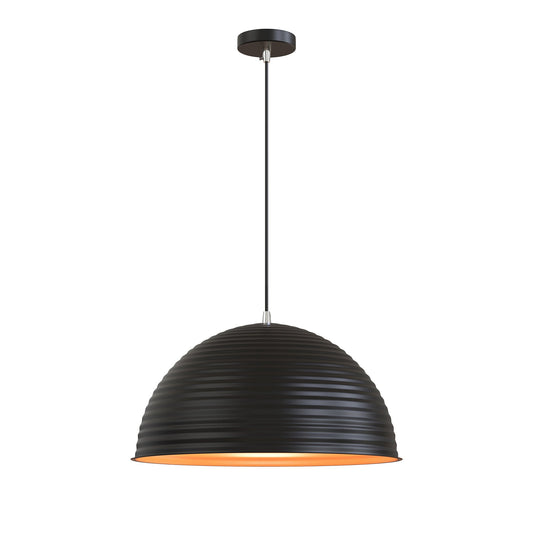 1 Light Metal Pendants Light Classic Black Lampshades Industrial Hanging Ceiling Lamp,Golden Lining