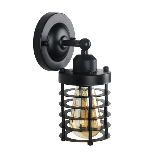 1-Light Industrial Wall Light, Mini Vintage Metal Wall Lamp Fixture, Black Retro Light for Porch Hallway Bedroom Bathroom, E26 Base