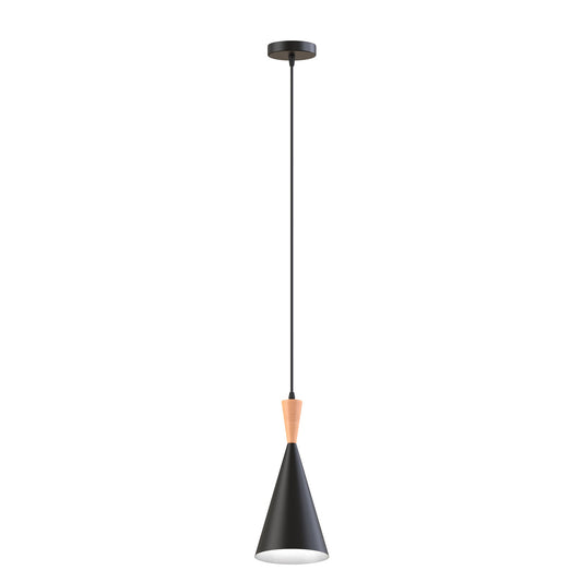 Single Pendant Hanging Hood Light Indoor, Adjustable Pipes for Flat and Slop Ceiling, Kitchen Island, Bedroom, Dining Hall, Black