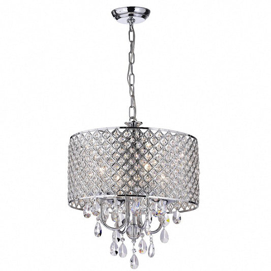 4-Light Chrome Contemporary Chandelier with High- Qulity Glass Shades