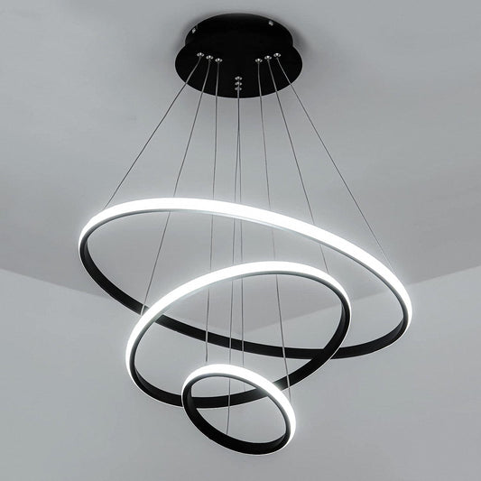 120W Modern DIY LED Chandelier,Pendant Light,3 Ring Dimmable Pendant Lamp for Living Dining Bedroom