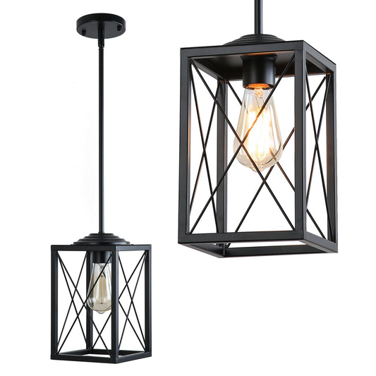 1 Light, Industrial Style Ceiling Island Pendant Lighting, Matte Black, Bulb Not Included,2 Pack
