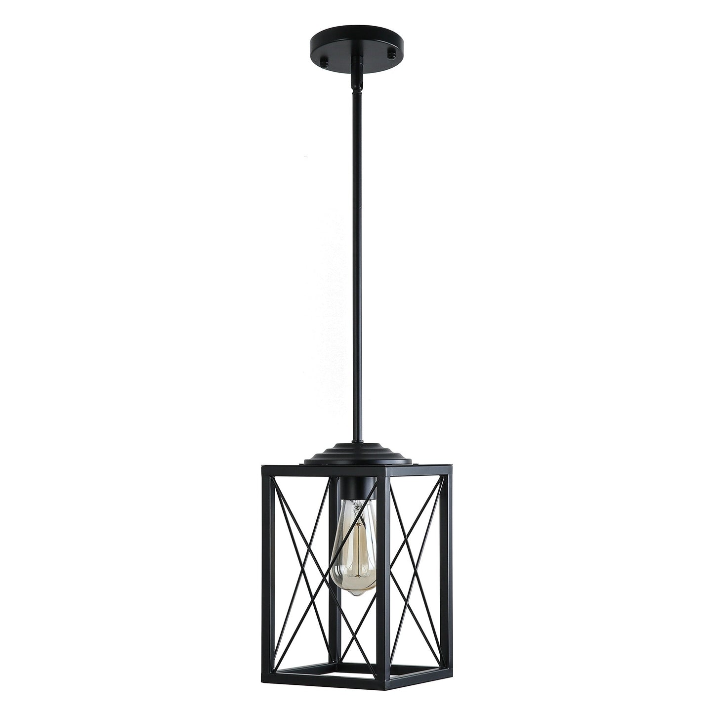 1 Light, Industrial Style Ceiling Island Pendant Lighting, Matte Black, Bulb Not Included,1Pack