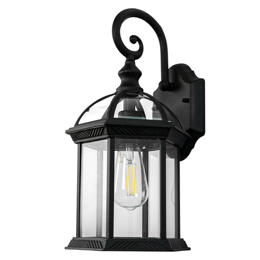 1-Light Outdoor Birdcage Wall Lantern,Vintage Exterior Wall Light in Black Finish with Clear Seeded Glass,Weather Resistant for porch, entryway, garage,Pack of 1/2