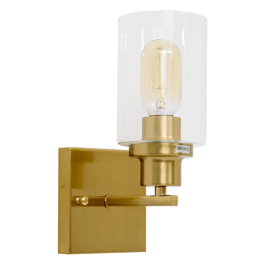 1-Light Gold Wall Sconces, Modern Bathroom Vanity Light Fixtures,Metal Wall Lamp with Clear Glass Shade, Wall Mount Lights for Bathroom Mirror,1/2 PCS