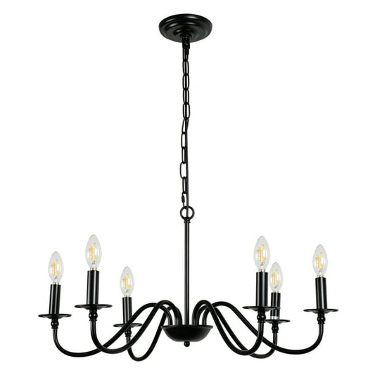 6-Light Chandelier, Farmhouse Pendant Light of Candle Style For Living Room, Kitchen Island Dining Room