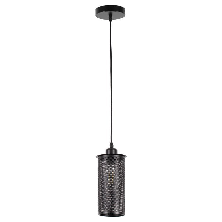 1-Light Matel Pendant Light,Black Cylinder Chandelier,Retro Industrial Light for Restaurant Bar Ceiling Decoration