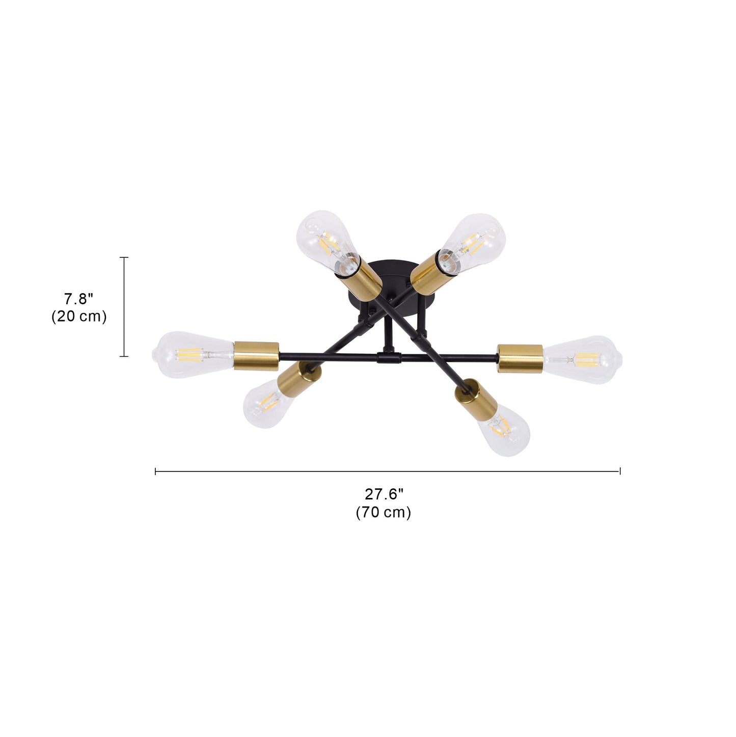 6-Light Modern Sputnik Chandelier, Ceiling Light for Bedroom,Dining Room,Kitchen,Office