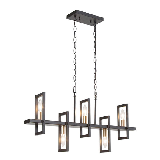 Farmhouse Dining Chandelier, Metal Dining Room Light Fixture, Linear Modern Chandelier for Kitchen Island