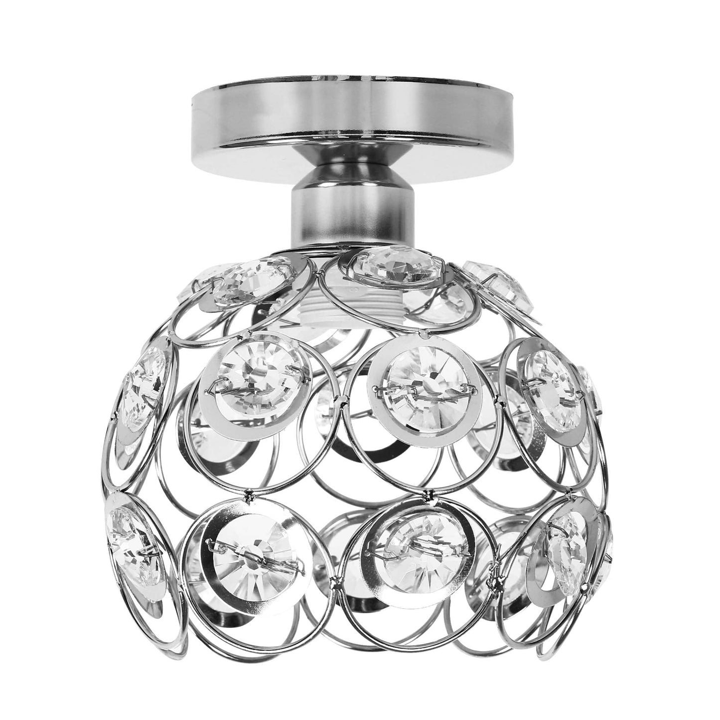 Mini Chandelier Lamp,Flush Mount Silver Crystal Chandelier,Ceiling Fixture Pendant For Home Living room Bedroom