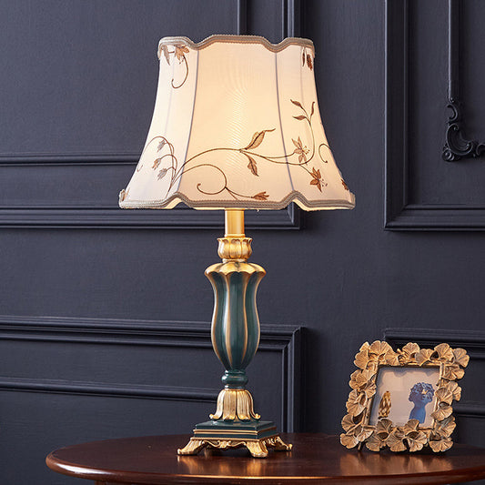 Table Lamp for Bedroom,Living Room,Study,Office European Classical Table Lamp,Retro Table Light with Embroidered Lampshade, E26 Base study Decoration,Blue and White