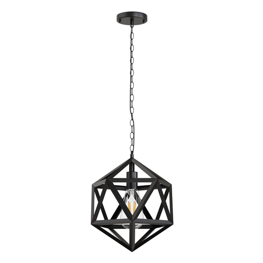 Modern Black Pendant Lighting Geometric Industrial Pendant Lights Adjustable Pendant Light Fixtures for Kitchen Island Living Room, Matte Black