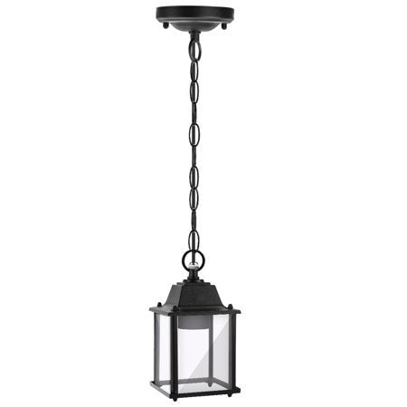 LOHAS 1-Light Matte Black Indoor or Outdoor Mini Pendant Lighting with Clear Glass Shade For Garden Decor ,Without Bulbs