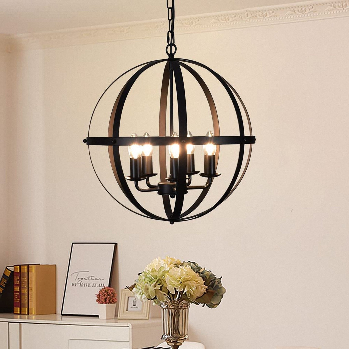 Kitchen Pendant Lighting Globe Farmhouse Ring Chandelier Lighting 5-lights