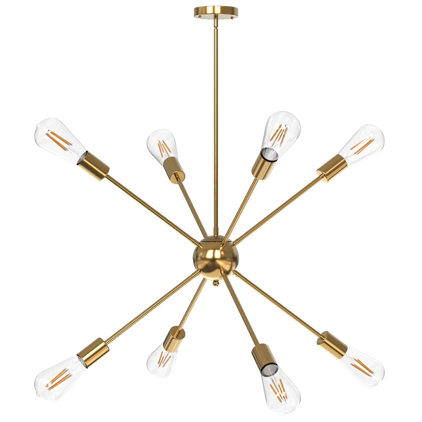 8 Lights Modern Sputnik Chandeliers Vintage Ceiling Light Fixture with E26 Bulb Base Industrial Pendant Lighting for Kitchen Dining Room Living Room Bedroom,Gold