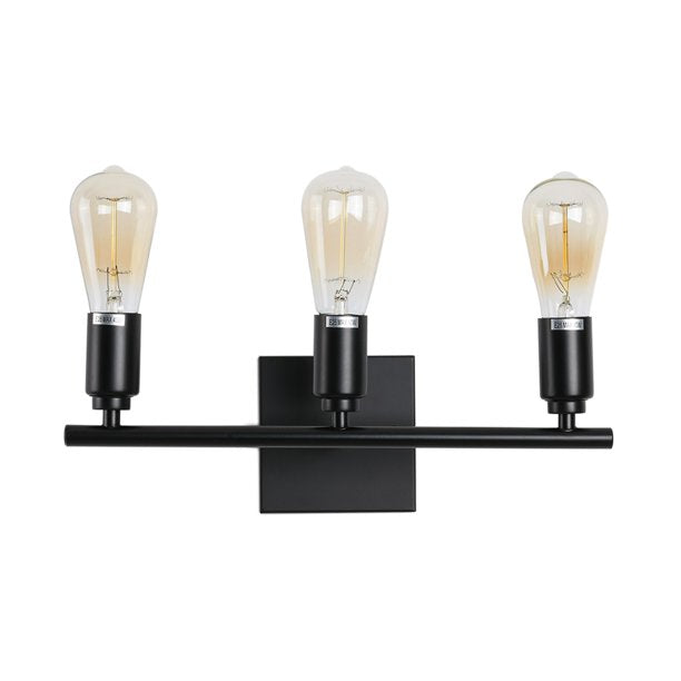 3-Light Wall Sconce Bathroom Vanity Light for Bedroom Living Room Hallway Kitchen Vintage Style Black