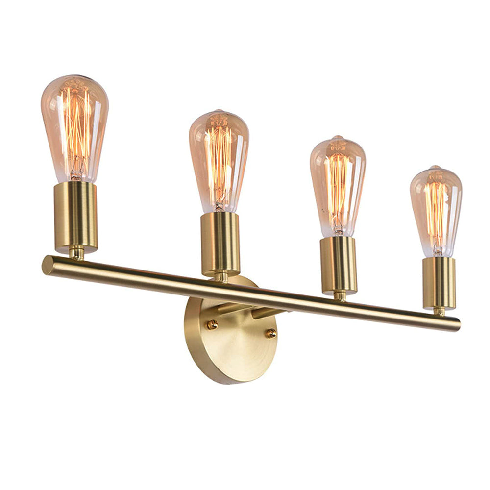 Gold Finish Wall Sconce Fixtures 4 Lights Industrial without Shade Vanity Lights Over Mirror, Farmhouse Bathroom Lighting fixtures