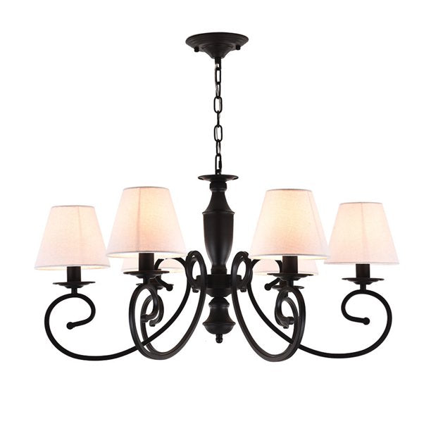 Industrial Vintage Candle Chandelier Antique Pendant Light Fixture for Dining Room Bedroom Living Room Black 6 Lights